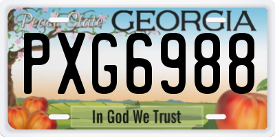 GA license plate PXG6988