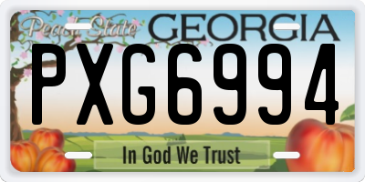 GA license plate PXG6994