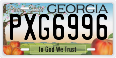 GA license plate PXG6996