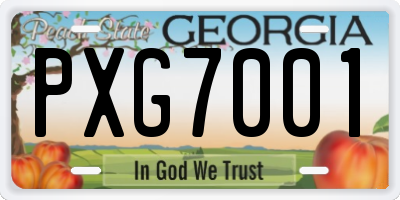 GA license plate PXG7001