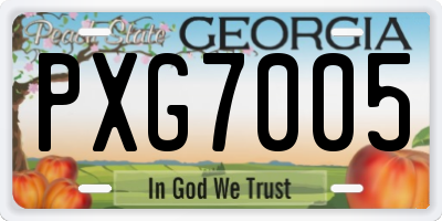 GA license plate PXG7005