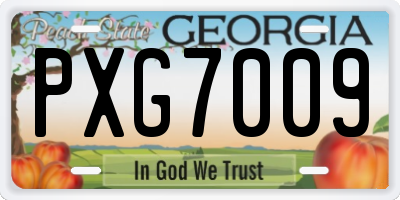 GA license plate PXG7009