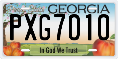 GA license plate PXG7010