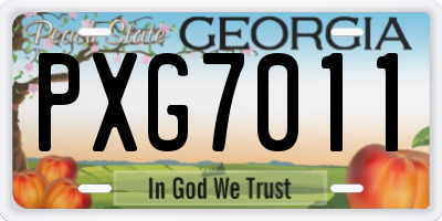 GA license plate PXG7011