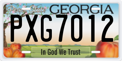 GA license plate PXG7012