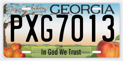 GA license plate PXG7013