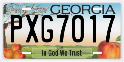 GA license plate PXG7017