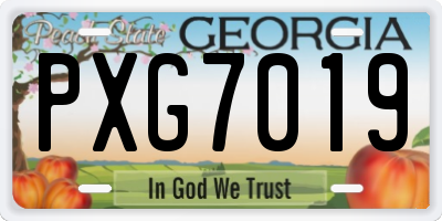 GA license plate PXG7019