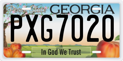 GA license plate PXG7020