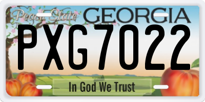 GA license plate PXG7022