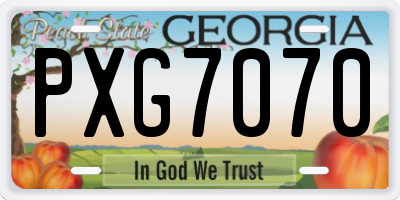GA license plate PXG7070