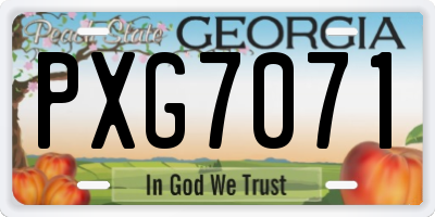 GA license plate PXG7071