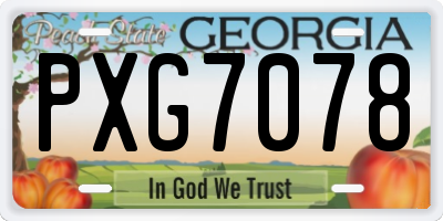 GA license plate PXG7078