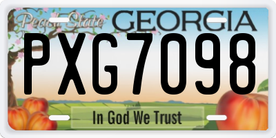GA license plate PXG7098