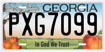 GA license plate PXG7099