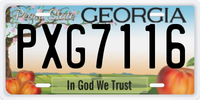 GA license plate PXG7116