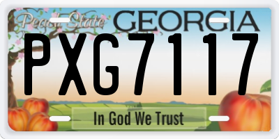 GA license plate PXG7117