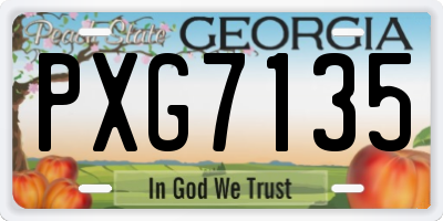GA license plate PXG7135