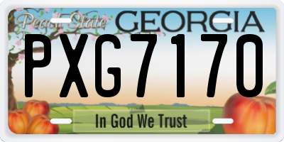 GA license plate PXG7170