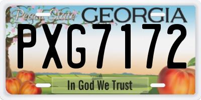 GA license plate PXG7172