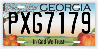 GA license plate PXG7179