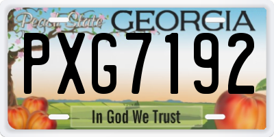 GA license plate PXG7192