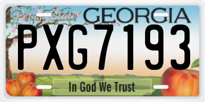 GA license plate PXG7193
