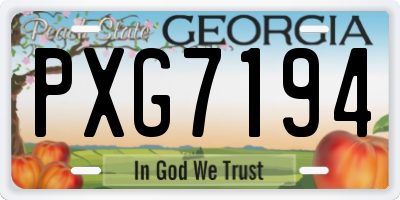 GA license plate PXG7194