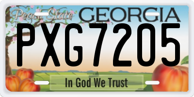 GA license plate PXG7205