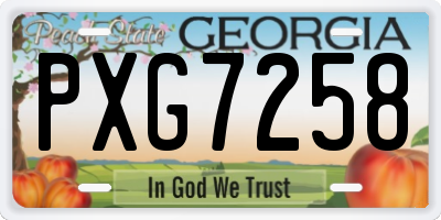 GA license plate PXG7258