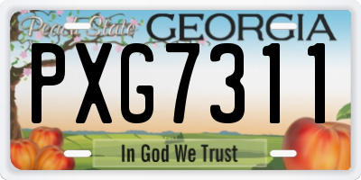 GA license plate PXG7311
