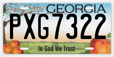 GA license plate PXG7322
