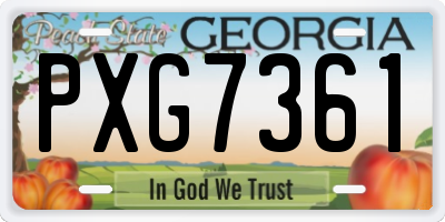 GA license plate PXG7361