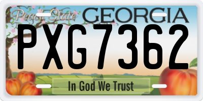 GA license plate PXG7362