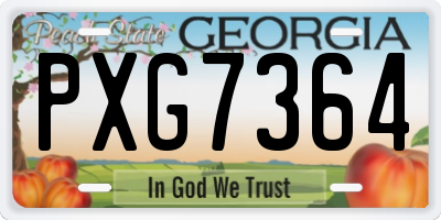 GA license plate PXG7364