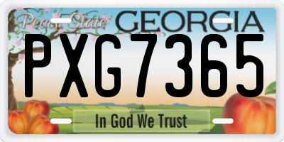 GA license plate PXG7365