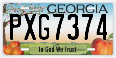GA license plate PXG7374