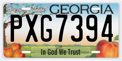 GA license plate PXG7394