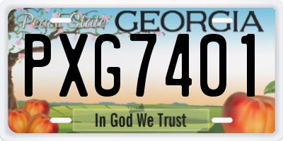 GA license plate PXG7401