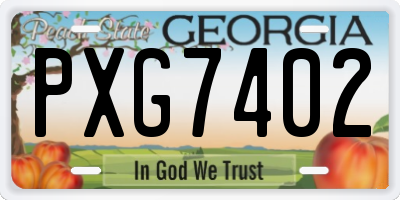 GA license plate PXG7402