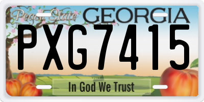 GA license plate PXG7415
