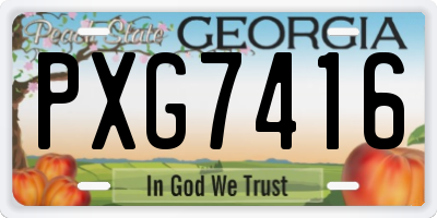 GA license plate PXG7416