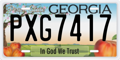 GA license plate PXG7417