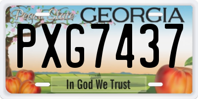 GA license plate PXG7437