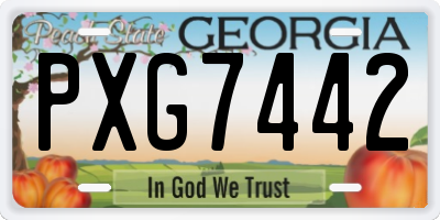 GA license plate PXG7442