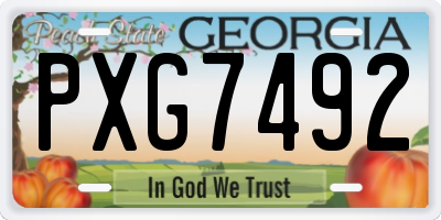 GA license plate PXG7492
