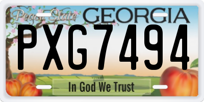 GA license plate PXG7494