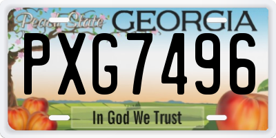 GA license plate PXG7496