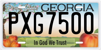 GA license plate PXG7500