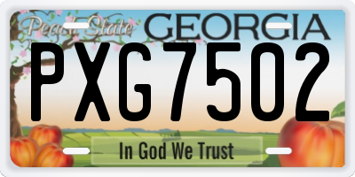 GA license plate PXG7502